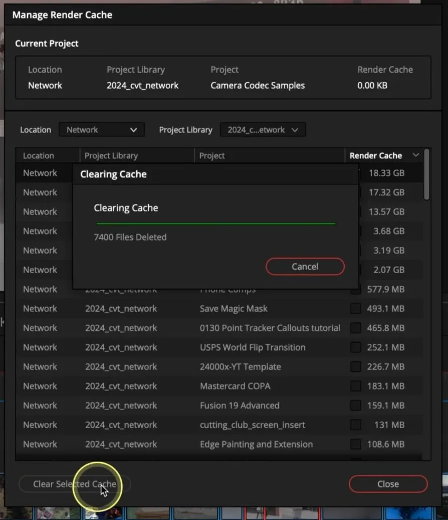 DaVinci Resolve Working Folders showing cache and proxy locations